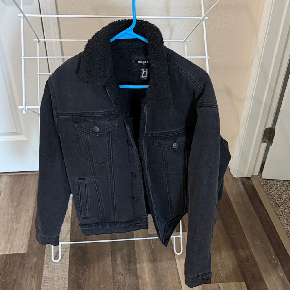 Forever 21 Black Sherpa-Lined Jacket